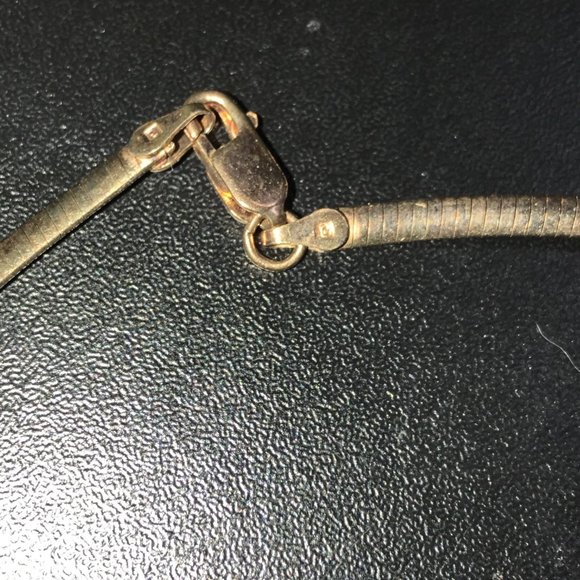 17" 18Kt Gold Vermeil Omega Necklace and OXO Diamond Accent Pendant - Picture 4 of 8